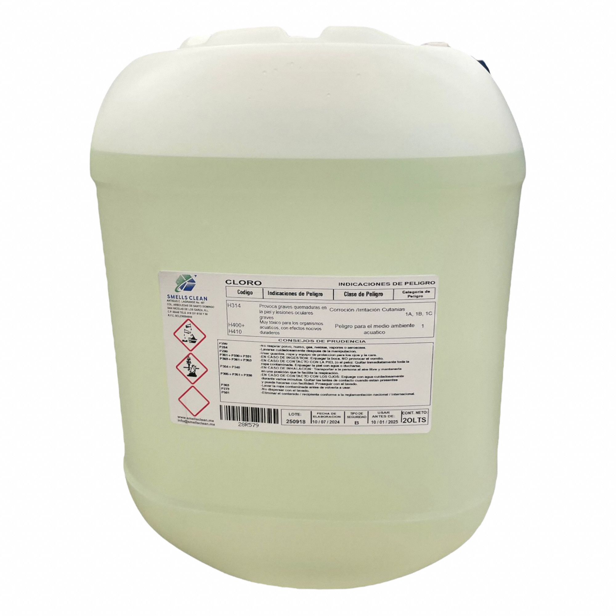 GENERICO Leja Lquida Botella 5 gal. Cloro Listo para Usar - 28R579 |  CLORO 20LTS - Grainger Mxico