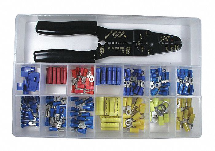 TERMINALS AND CRIMP TOOL,12 SIZES