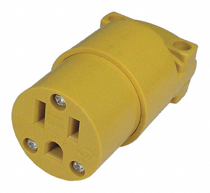 ELECTRICALUMINUM, PLUG, 125 V AC, YELLOW HOUSING, FEMALE CONNECTOR, 15A