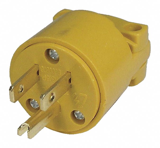 ELECTRICALUMINUM, PLUG, 125 V AC, YELLOW HOUSING, MALE, 15A