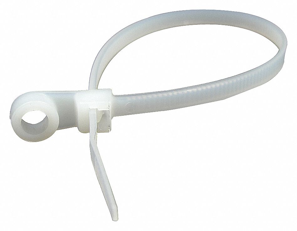 CABLE TIE WITH MOUNT,50 LBS,-40 ° C TO 85 ° C,UL/ROHS,NATURAL,8 X 0.177 X 0.052 IN,NYLON 6/6,BG 100