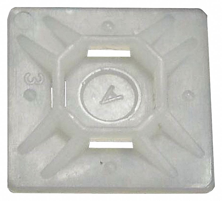 MOUNT PAD FOR CABLE TIES, #6, CSA/UL/ROHS, 50 LB, WHITE, NYLON, PK 25
