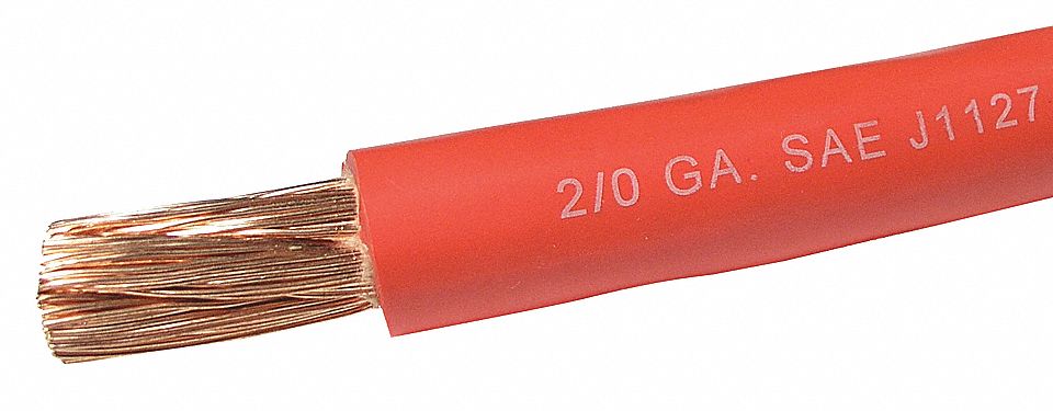 BATTERY CABLE, 6 GAUGE, RED, 25 FT, COPPER CORE