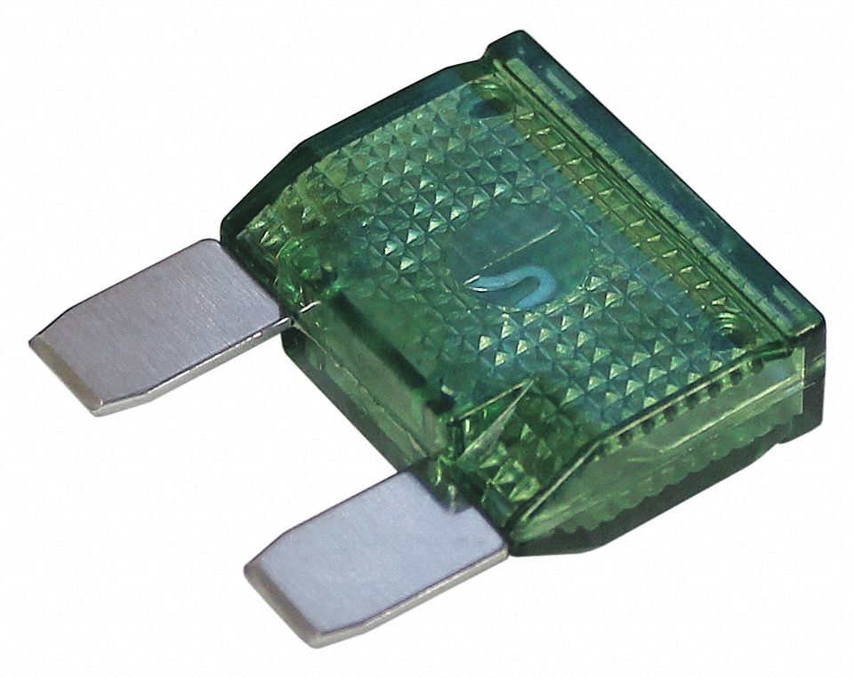BLADE FUSE, 32 V DC, 30 AMPS, PLASTIC, GREEN, 2 PK