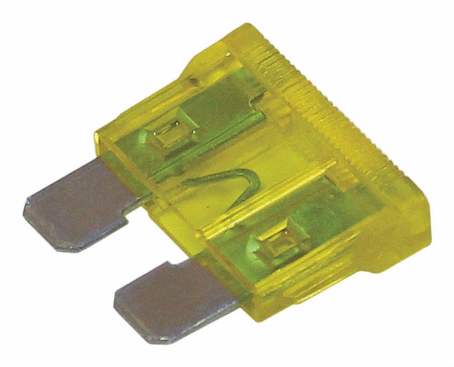 FUSE, SINGLE ELEMENT/20 AMP/CSA J1284/INTERRUPT RATING 1 KVA AT 32 VDC, YLW, PLASTIC, PK5