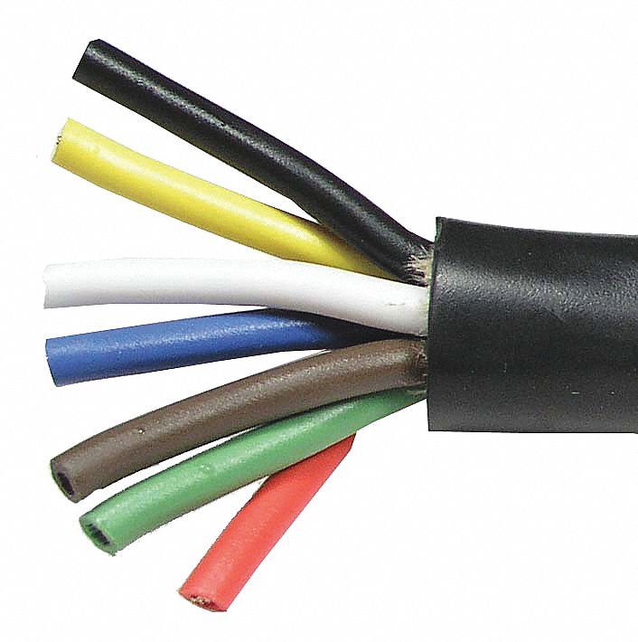 PICO TRAILER CABLE, BLACK JACKET, 14 GA, 60 V, 7 CONDUCTORS, 0.500 IN DIA,  50FT PER SPOOL - Automotive Wire and Cable - PIC8156B