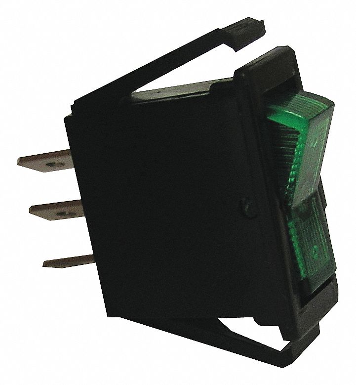ON-OFF GRN ROCKER 12V 16A