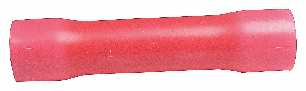 BUTT CONNECTOR, FLARED, 600 V, 75 ° C, RED, 22-18 GA, VINYL/COPPER/TIN, PKG 100