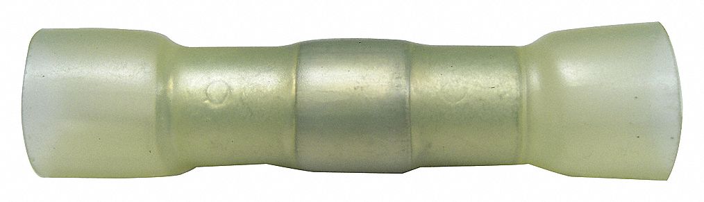 BUTT CONNECTOR, HEAT SHRINK, CRIMP-SOLDER-SEAL, 600 V, 105 ° C, YELLOW, 12-10 GA, PKG 25