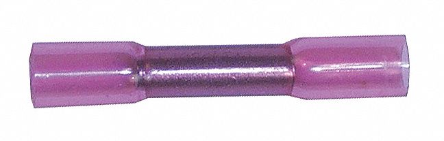 BUTT CONNECTOR, HEAT SHRINK, 600V, 90 ° C SHRINK TEMP, RED, 22-18 GA, NYLON/COPPER, PKG 5