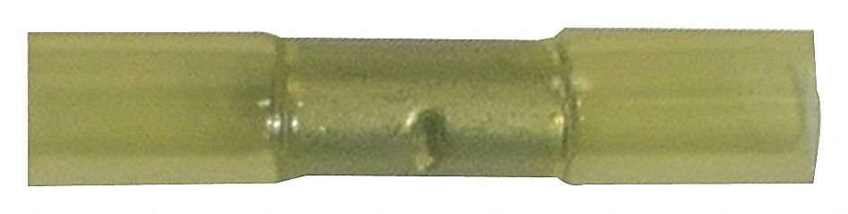 BUTT CONNECTOR, HEAT SHRINK, 600V, 125 ° C, 90 ° C SHRINK TEMP, YELLOW, 12-10 GA, NYLON/COPPER, PKG 5