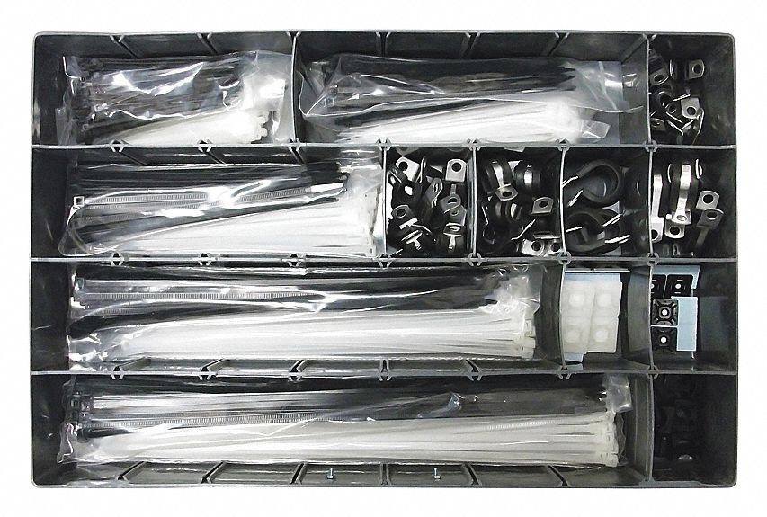 ATTACHES DE CÂBLES,PATTES DE FIXATN/VIS DE SERRAGE,ASSORTIMT SYSTÈMES DE STOCKAGE,NYLON,620 PIÈCES