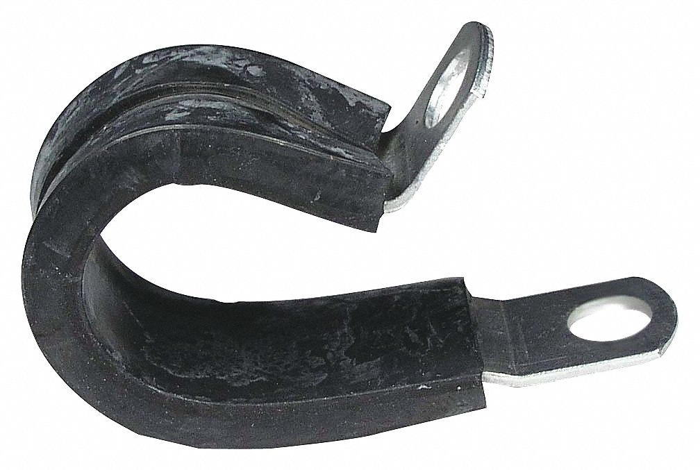 CABLE CLAMP, INSULATED, FLEXIBLE, 1/2 X 2 X 1/4 IN MOUNT, ALUMINUM,  NEOPRENE RUBBER, PK 5