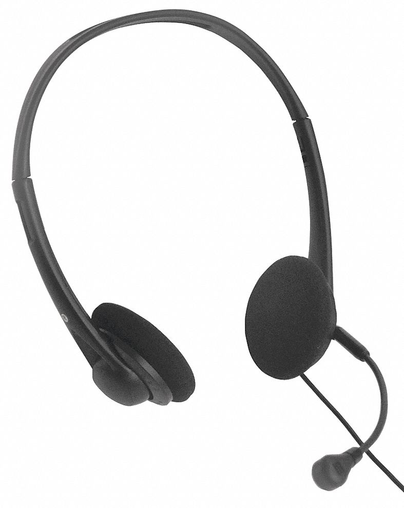 Corded Headset,Binaural,Black,Plastic Grainger
