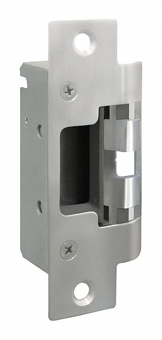 Electric Door Strike: 1 7/16 in Wd, 4 7/8 in Ht, Cylindrical, Stainless Steel