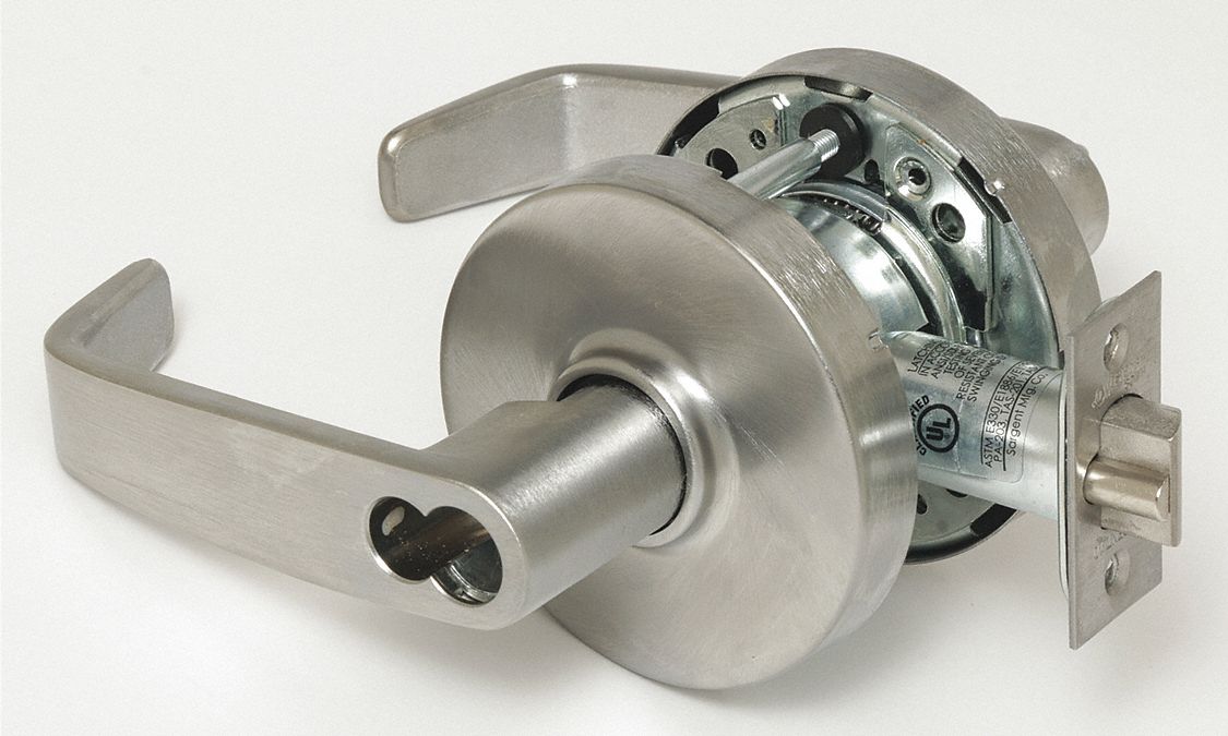 SARGENT Lever, Mechanical, Heavy Duty, Satin Chrome, 2 3/4 in Backset