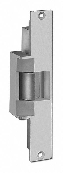 Electric Door Strike: 1 3/8 in Wd, 9 in Ht, Cylindrical/Mortise, Stainless Steel