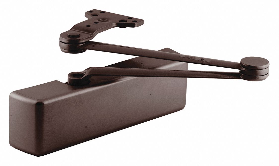 Door Closer: Parallel Mounting Type, Grade 1 - Heavy Duty, Bronze, 12 1/4 in Lg, 2 1/4 in Wd