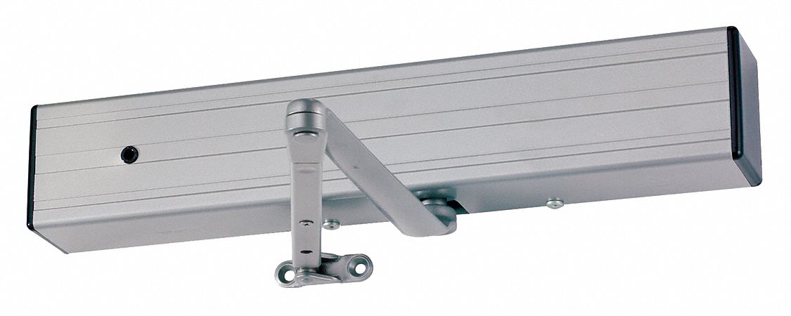 Door Operator: 19 in Lg, 2 9/16 in Wd, 3 1/2 in Ht, Aluminum