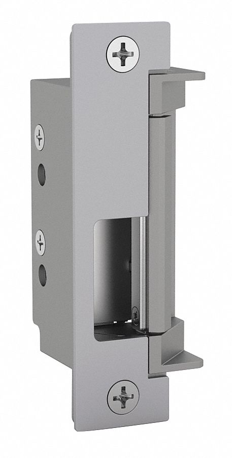Electric Door Strike: 1 1/4 in Wd, 4 7/8 in Ht, Cylindrical/Mortise, Stainless Steel