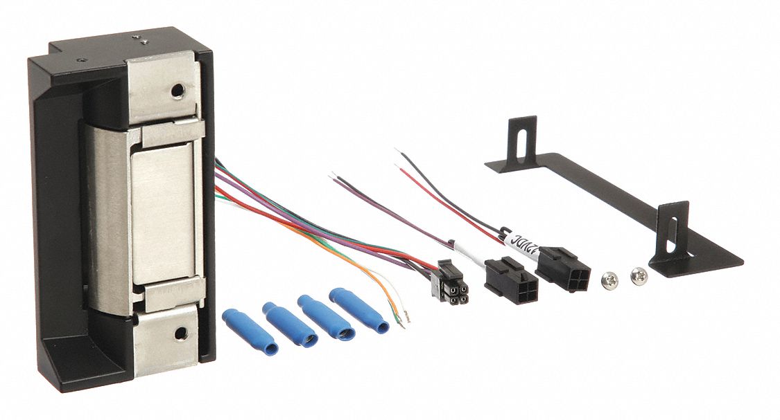 Electric Door Strike: 1 3/4 in Wd, 4 7/8 in Ht, Cylindrical, Stainless Steel