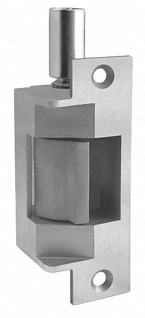 Electric Door Strike: 1 1/4 in Wd, 4 7/8 in Ht, Cylindrical/Mortise, Stainless Steel