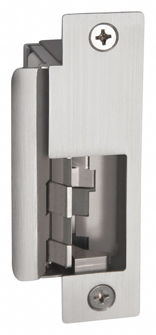 Electric Door Strike: 1 1/4 in Wd, 4 7/8 in Ht, Mortise, Stainless Steel