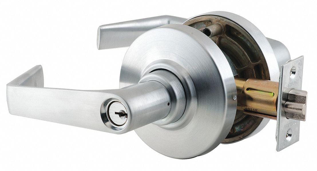 SCHLAGE Lever, Mechanical, Medium Duty, Keyed Different, Satin Chrome ...