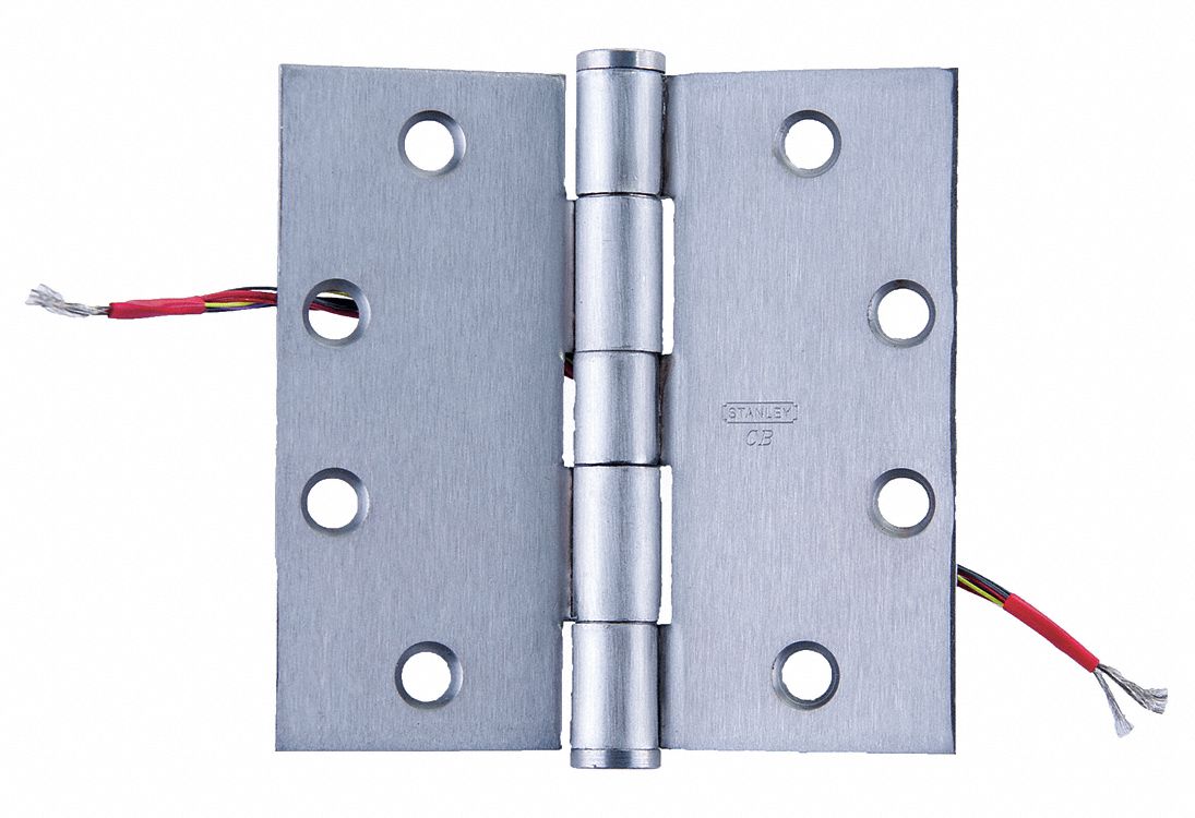 Electrified Hinge: Steel, 4 1/2 in Leaf Ht, 4 1/2 in Leaf Wd