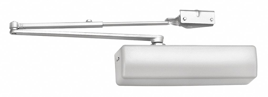 Door Closer: Parallel Mounting Type, Grade 1 - Heavy Duty, Aluminum, 11 5/8 in Lg, 3 in Ht
