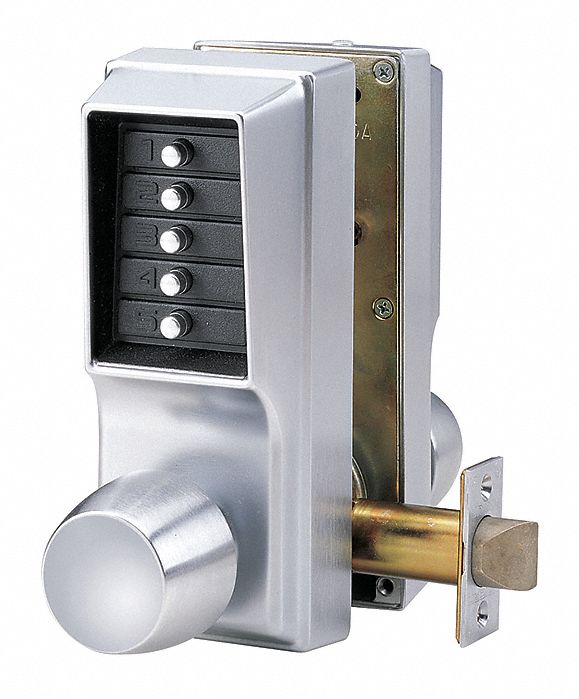 KABA SIMPLEX Mechanical Push Button Lockset, Knob, Entry, None Key ...