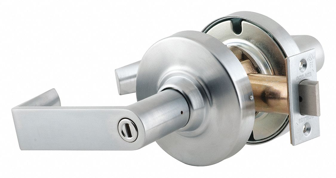 Door Lockset: Privacy Lever Locksets, Chrome, ADA Compliant