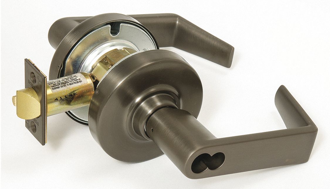 Door Lockset: Office Lever Locksets, Bronze, ADA Compliant