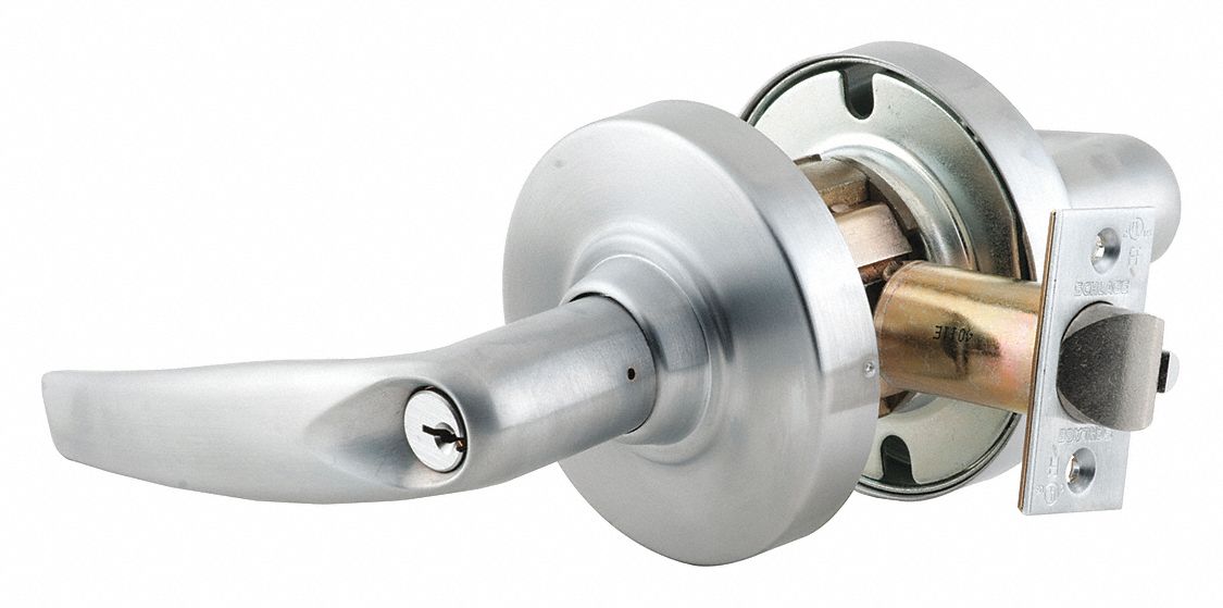 Door Lockset: Storeroom Lever Locksets, Chrome, ADA Compliant