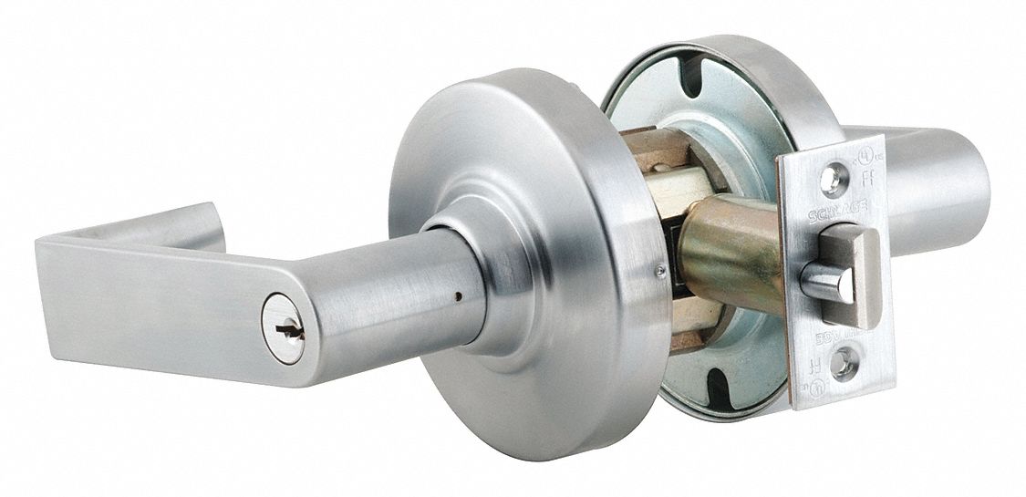 Door Lockset: Storeroom Lever Locksets, Chrome, ADA Compliant