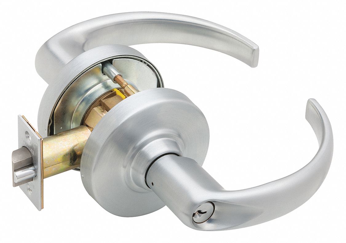 Door Lockset: Office Lever Locksets, Chrome, ADA Compliant