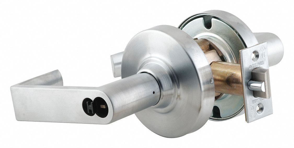 Door Lockset: Storeroom Lever Locksets, Chrome, ADA Compliant, Electrical