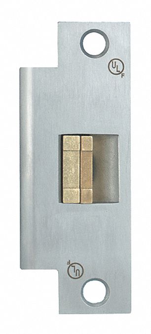 Electric Door Strike: 1 1/4 in Wd, 4 7/8 in Ht, Cylindrical/Mortise, Stainless Steel