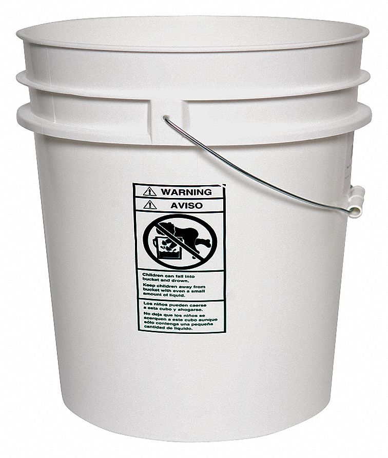 GRAINGER APPROVED PLASTIC PAIL,ROUND,WHITE,CAP 5 GAL - Storage Pails ...