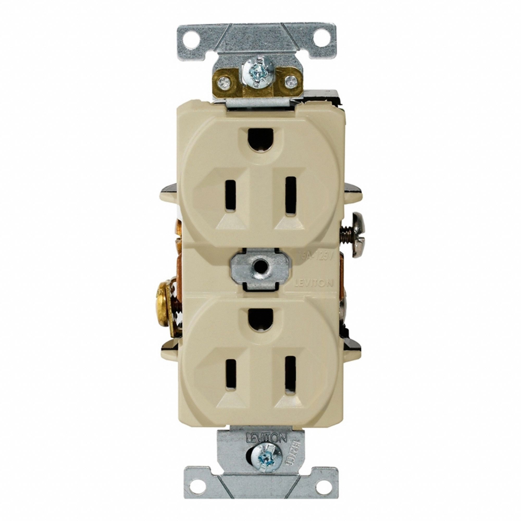Dup Rec 15A 125V Self-Gr Ivr