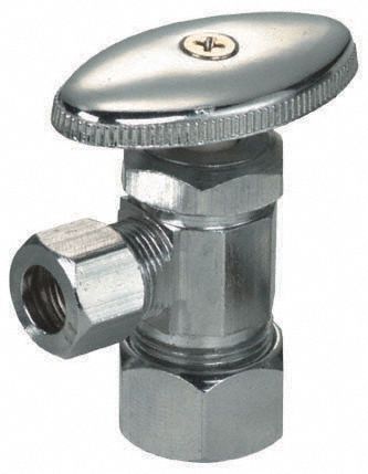 Water Supply Stop: 5/8 in Compression, 3/8 in Compression, Chrome-Plated Brass, Oval