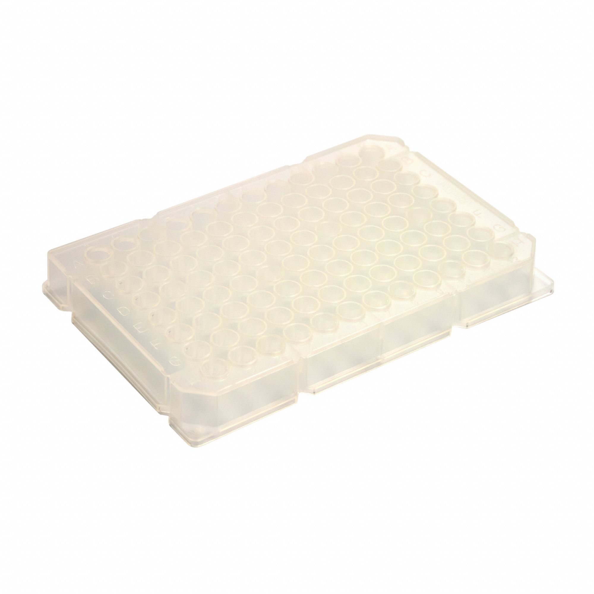CAPLUGS 96-Well Flat Microplates: Non-Sterile, 96 Wells, 0.37 mL, 85 mm Dia, Square, Polypropylene (MPN 290835003FE1). Key specifications — Brand: CAPLUGS; Body Color: Natural; RNase/DNase Free: No; Well Shape: Square; Material: Polypropylene.