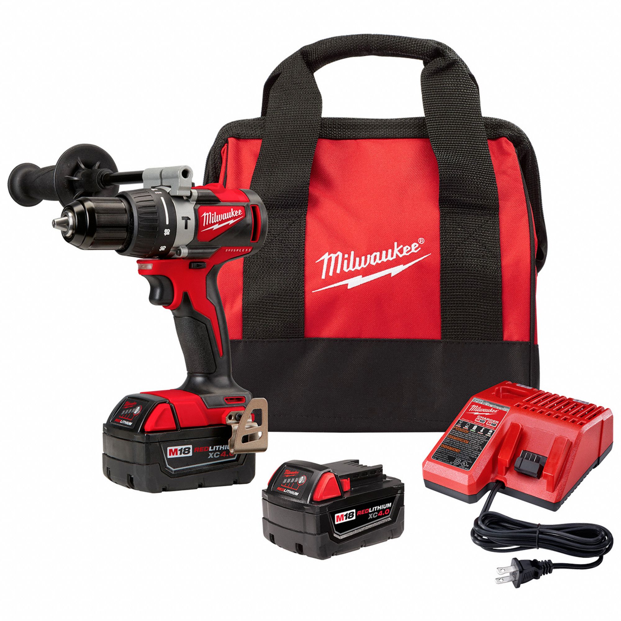 MILWAUKEE, 18V DC, Compact, Cordless Hammer Drill Kit - 488D92