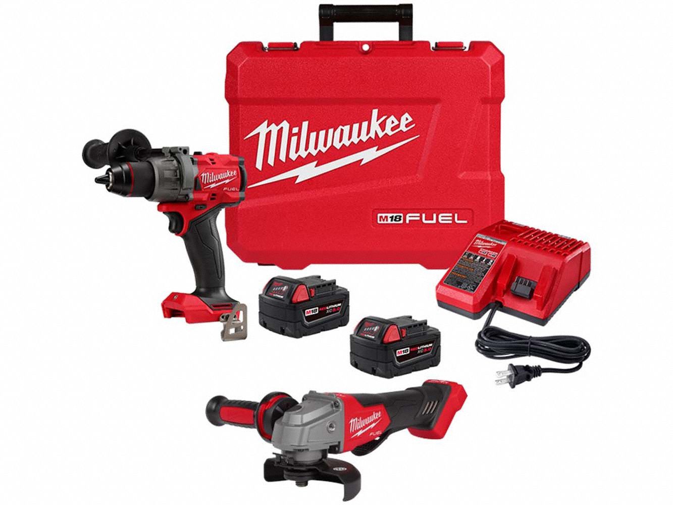 MILWAUKEE, 18 V Volt, 2 Tools, Hammer Drill + Grinder Kit 390LR72904