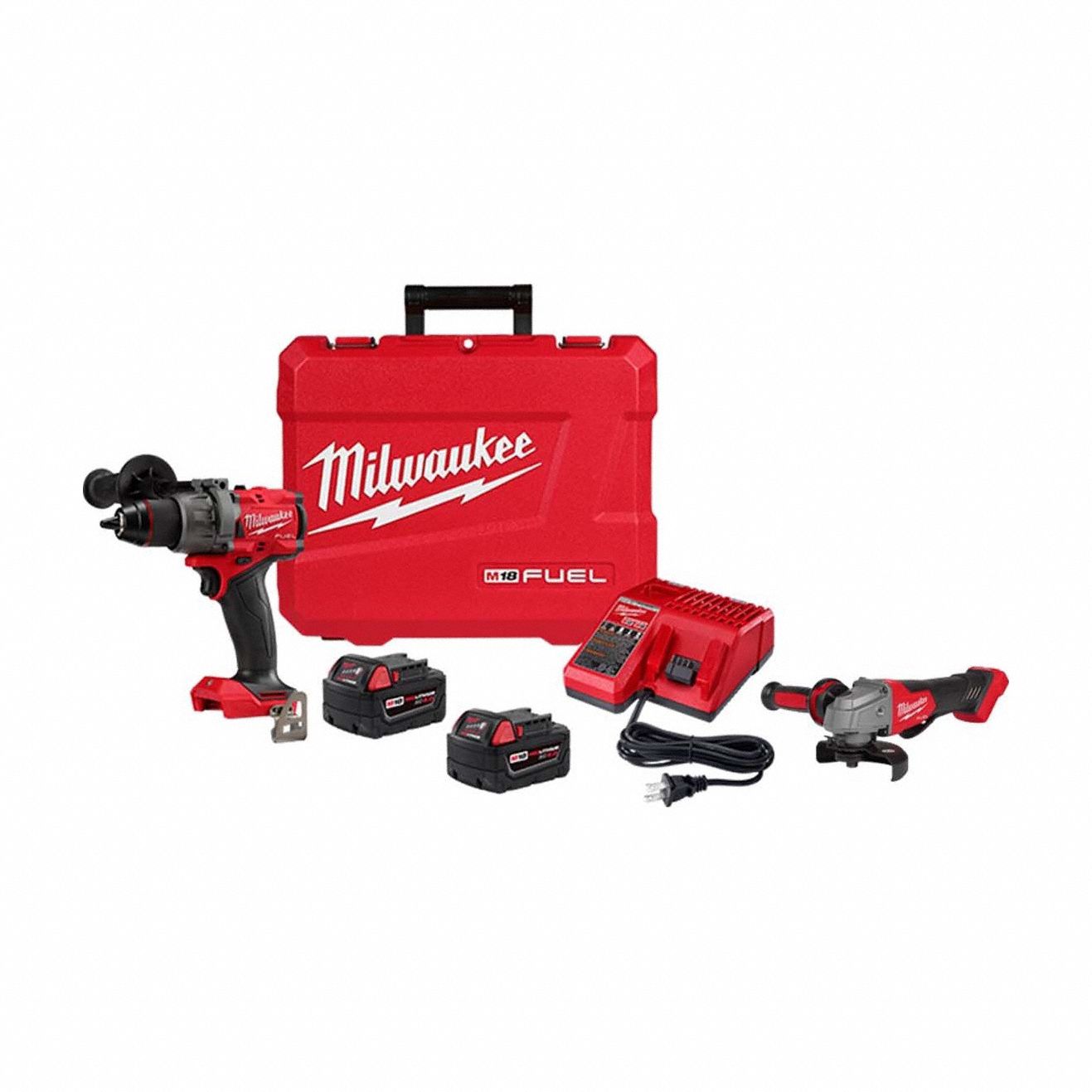 Hammer Drill and Braking Grinder Kit: 2 Tools, Angle Grinder/Hammer Drill, 18 V DC Volt