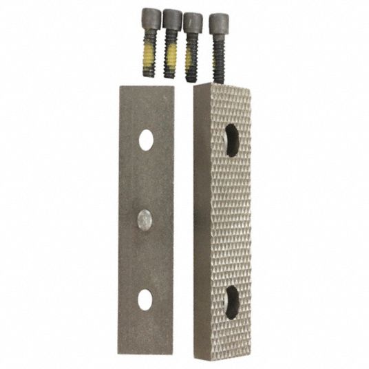 WILTON Replacement Jaw Inserts: Steel, For 4 in Vise Jaw Wd, (4) Screws,  Works with 1Z804, 400S