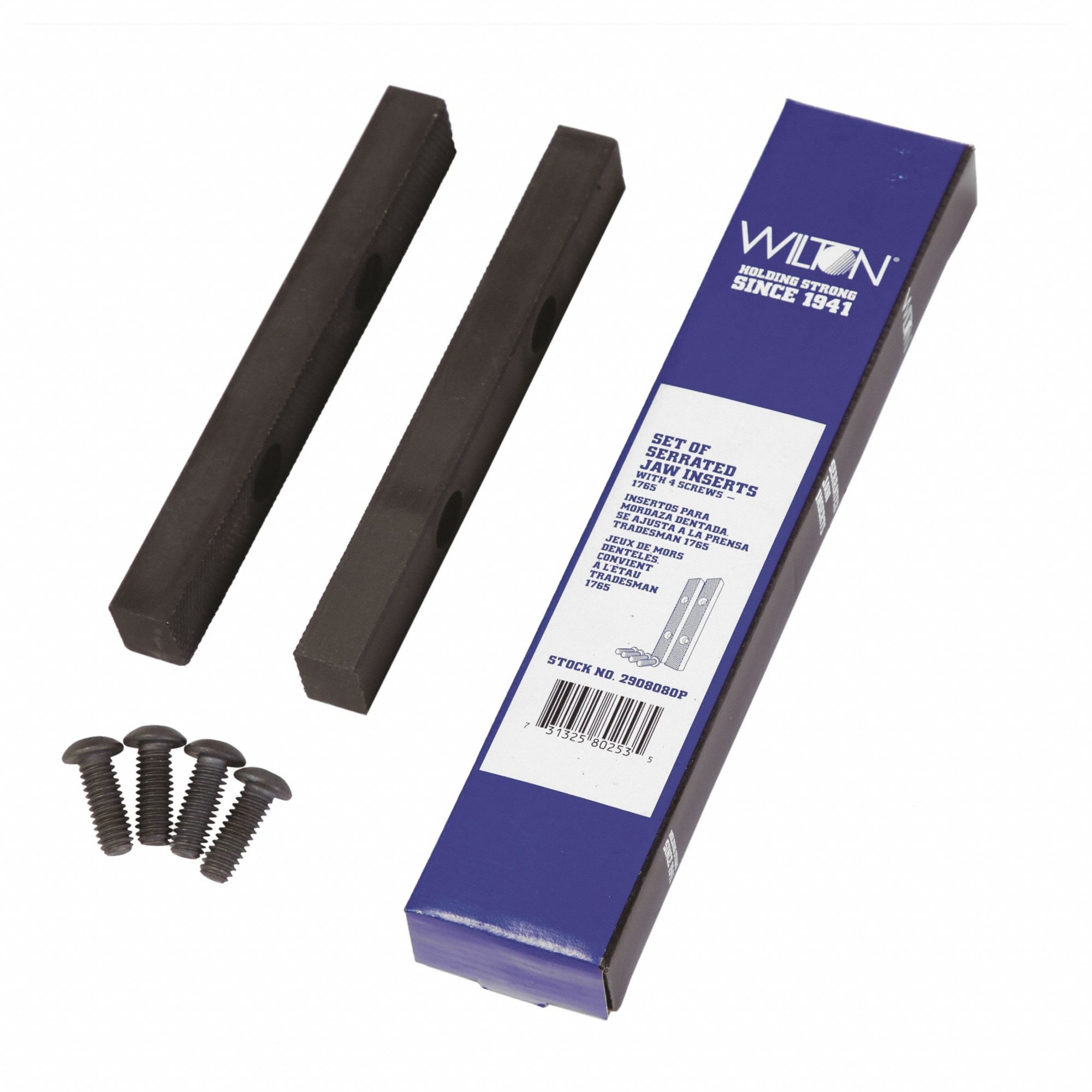 Serrated Vise Jaws: Steel, For 6 1/2 in Vise Jaw Wd, 1765