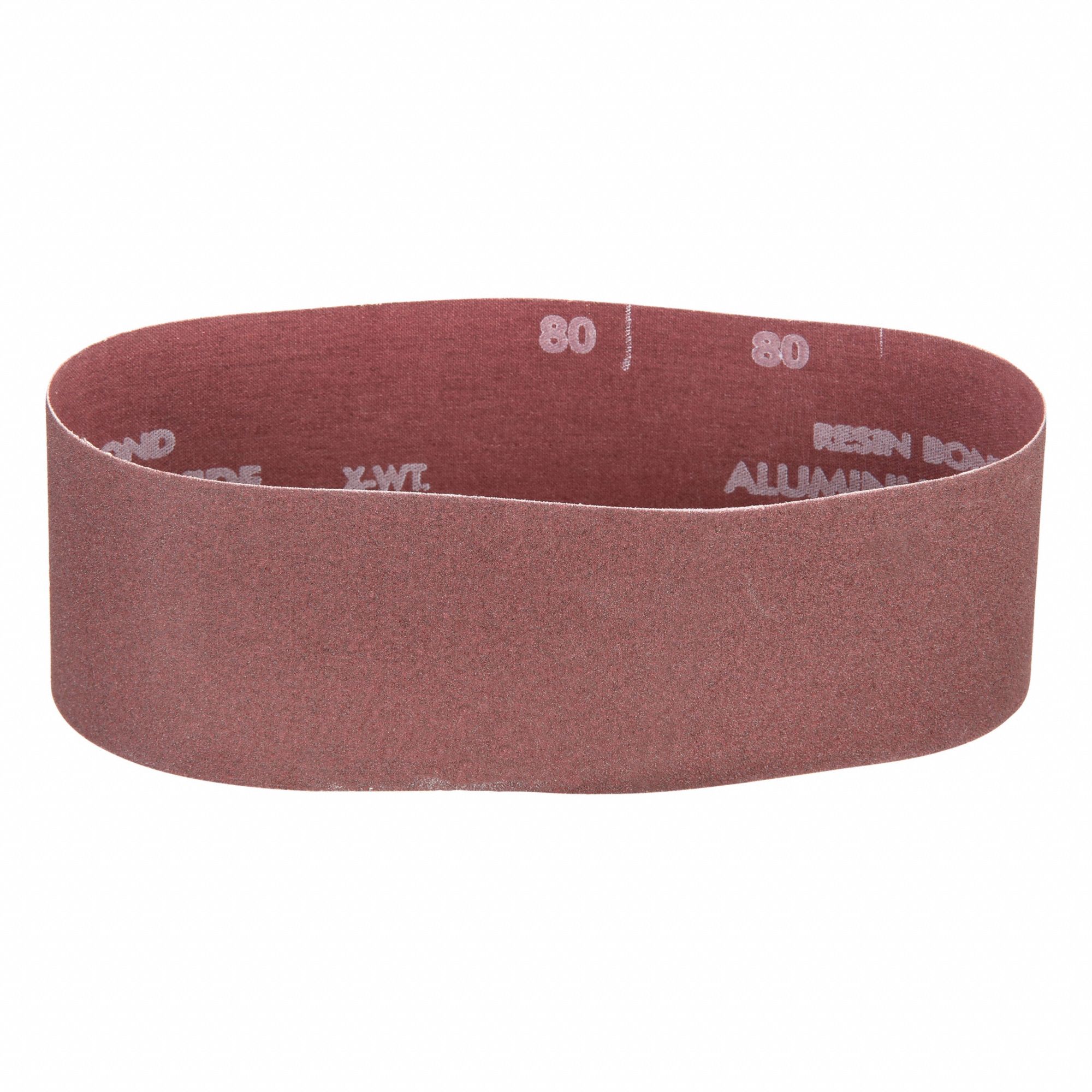 Sanding Belt: 3 in W x 21 in L, Aluminum Oxide, 80 Grit, X Wt Cotton Backing, 5 PK