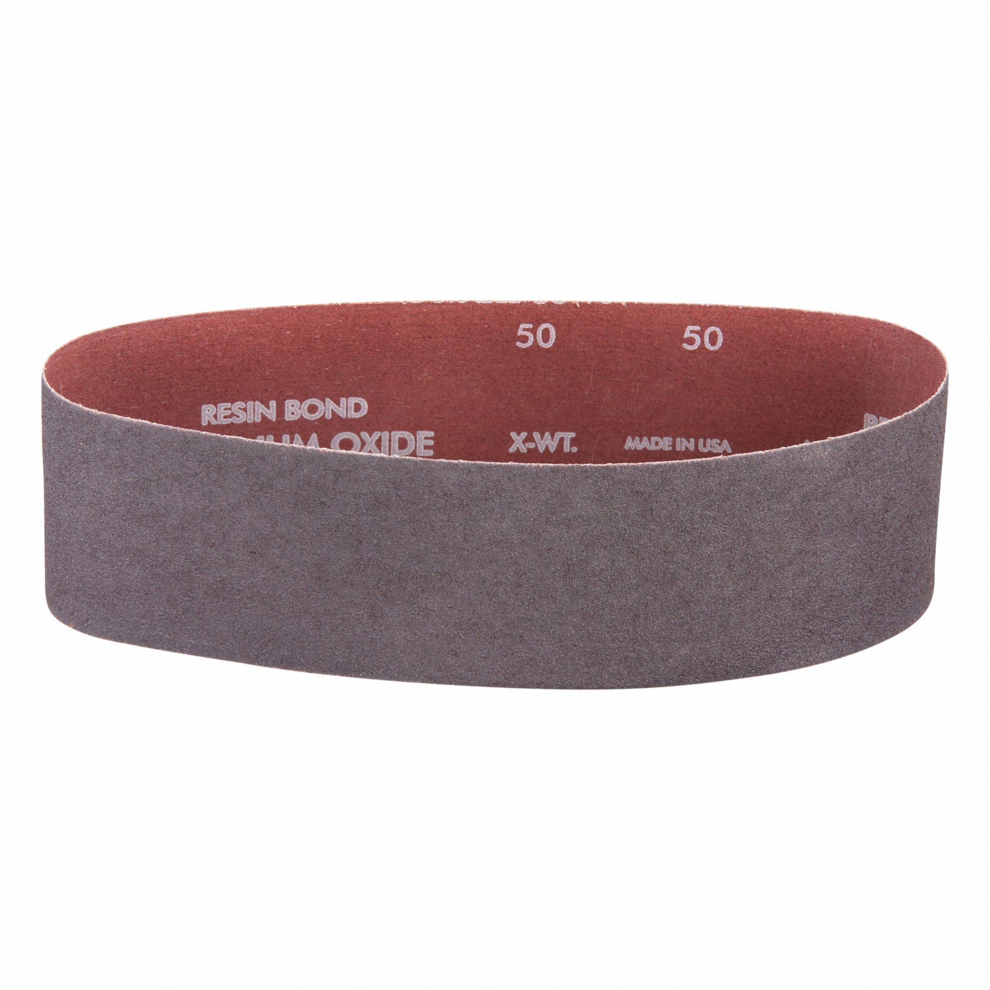 SANDING BELT, 3 IN W X 24 IN L, ALUMINUM OXIDE, 50 GRIT, X WEIGHT COTTON BACKING, 5 PK