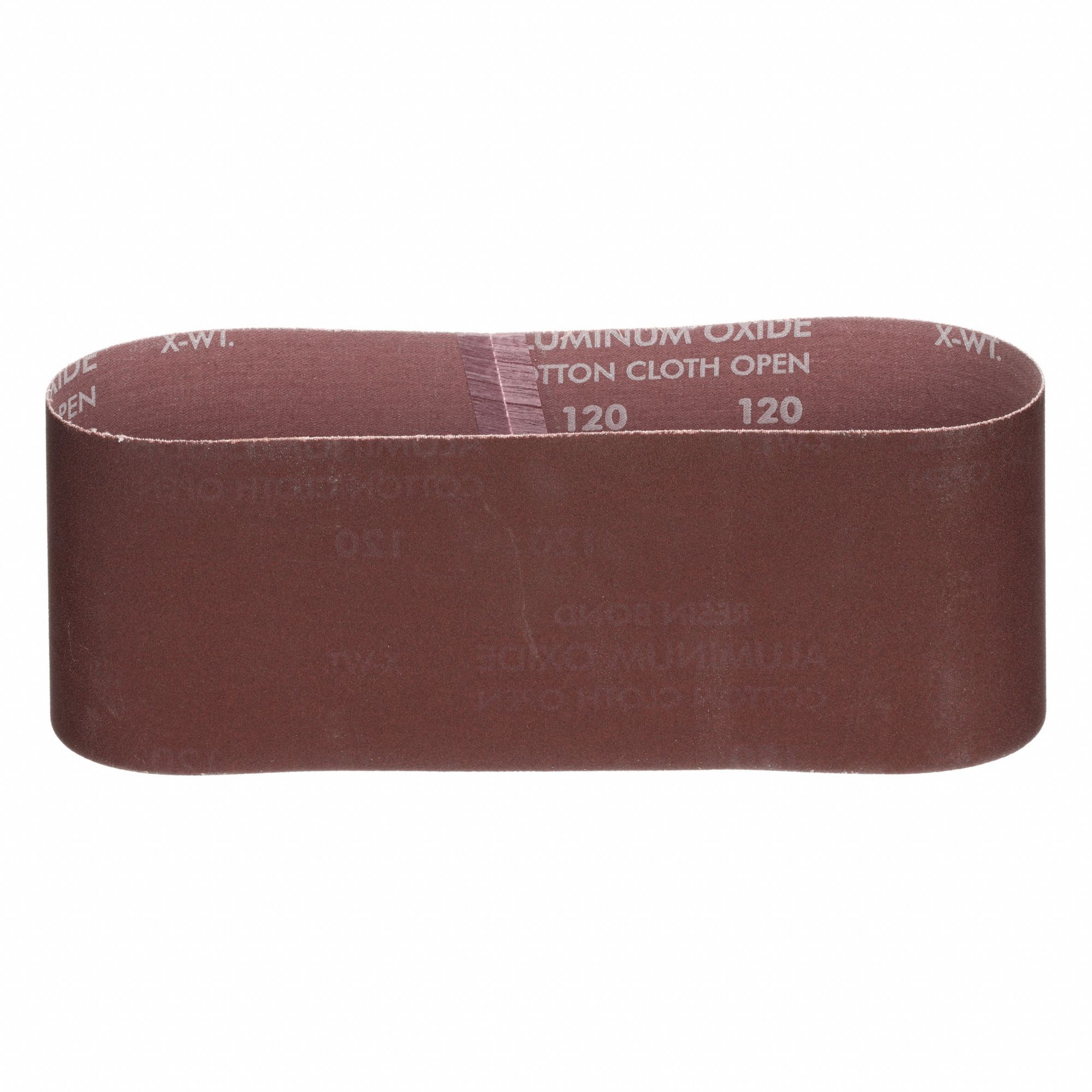 Sanding Belt: 4 in W x 24 in L, Aluminum Oxide, 120 Grit, X Wt Cotton Backing, 5 PK